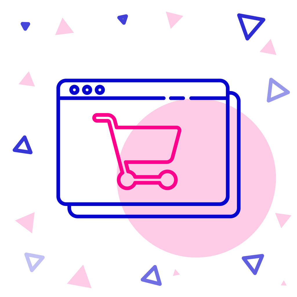 Line Online shopping on screen icon isolated on white background. Concept e-commerce, e-business, online business marketing. Colorful outline concept. Vector Illustration